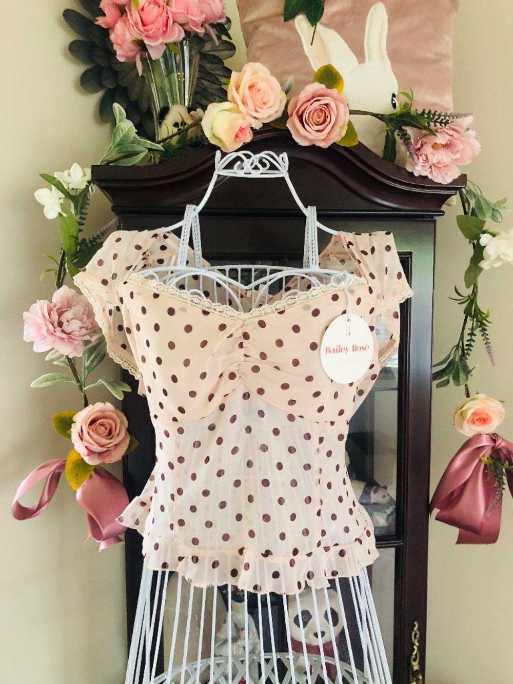 Just in from Shopbop NWT Bailey Rose Blush Polka Dot Blouse